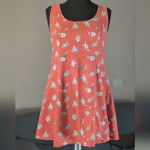 Forever 21 Coral Floral Scoop Neck Top